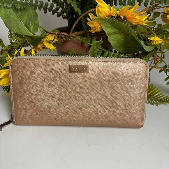 Kate Spade Pink  Rose Gold Wallet - Picture 1 of 9